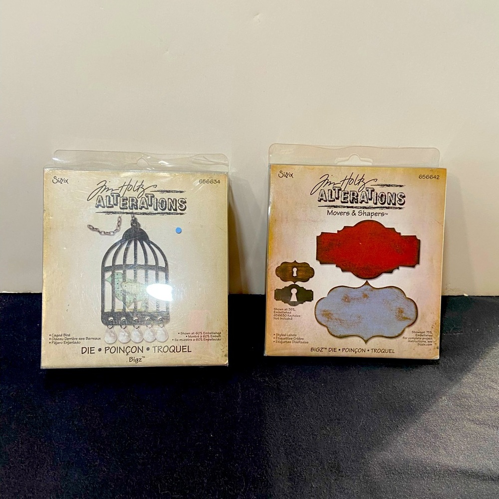 Sizzix dies by Jim Holtz Movers and & Shapes and Caged Bird.